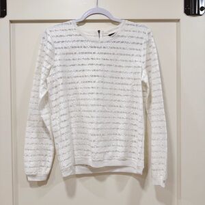 Cream long sleeve lace stripe shirt